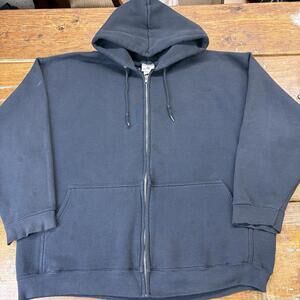 Vintage 90s Pro Spirit Blank Zip Up Hoodie Black Size 3XL (Fits 2XL) USA Made